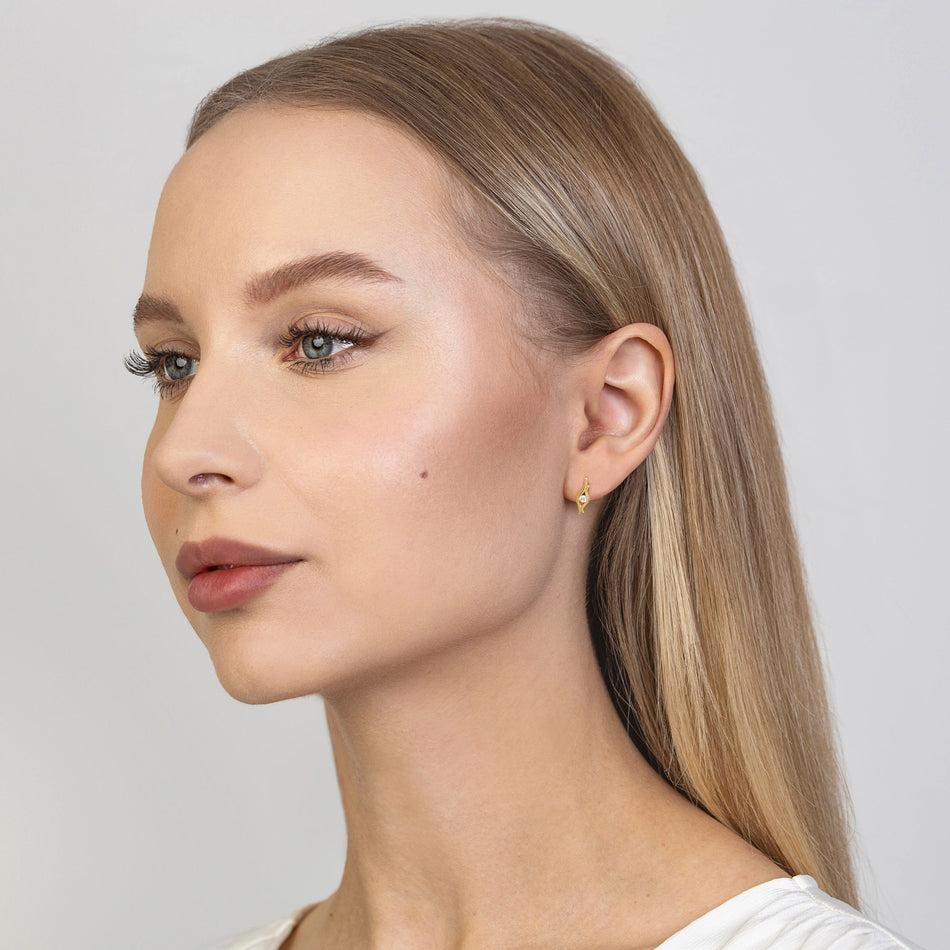 Gold Earrings with Zirconia