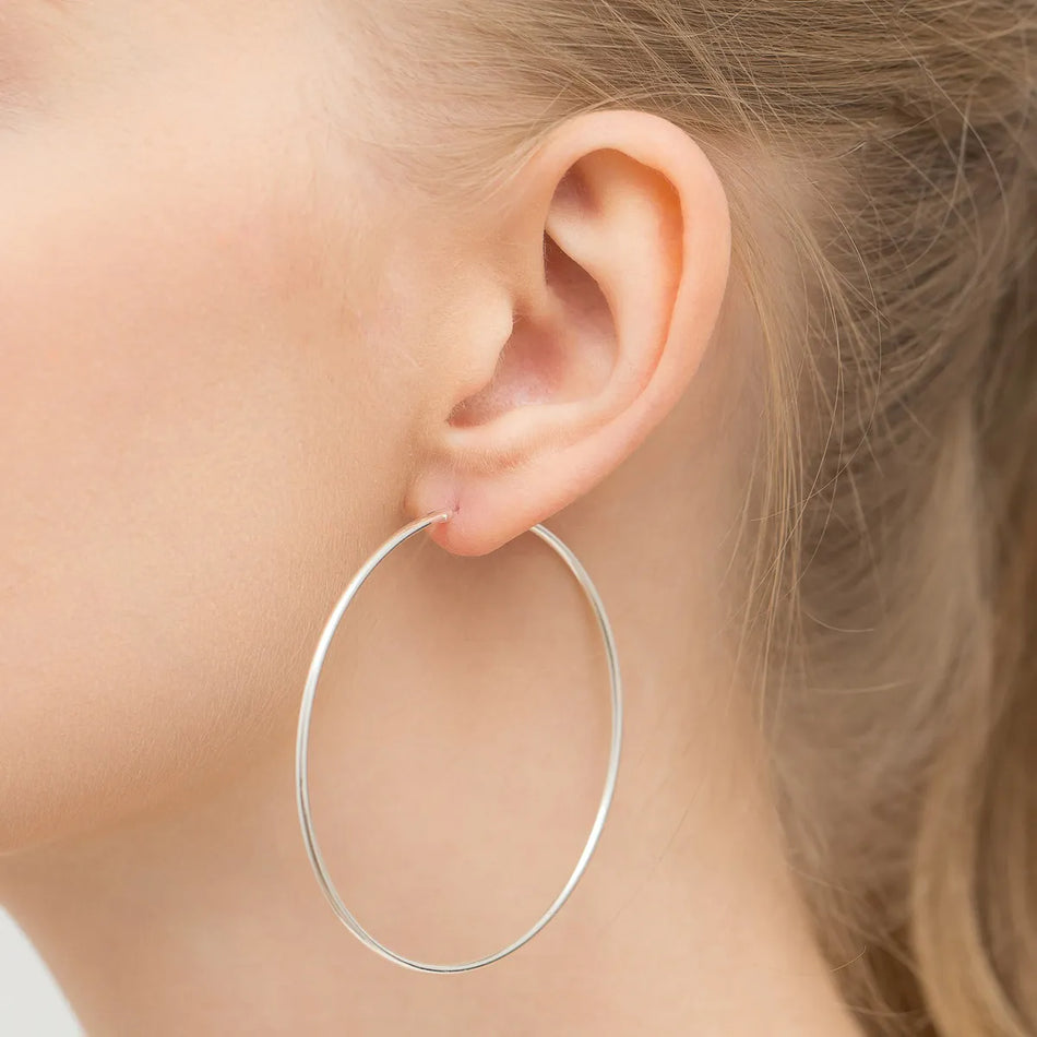 Stříbrný Kruhové zasouvací náušnice