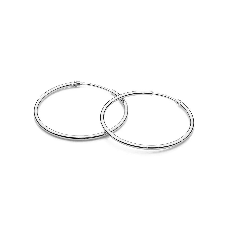 Stříbrný Kruhové zasouvací náušnice 30mm