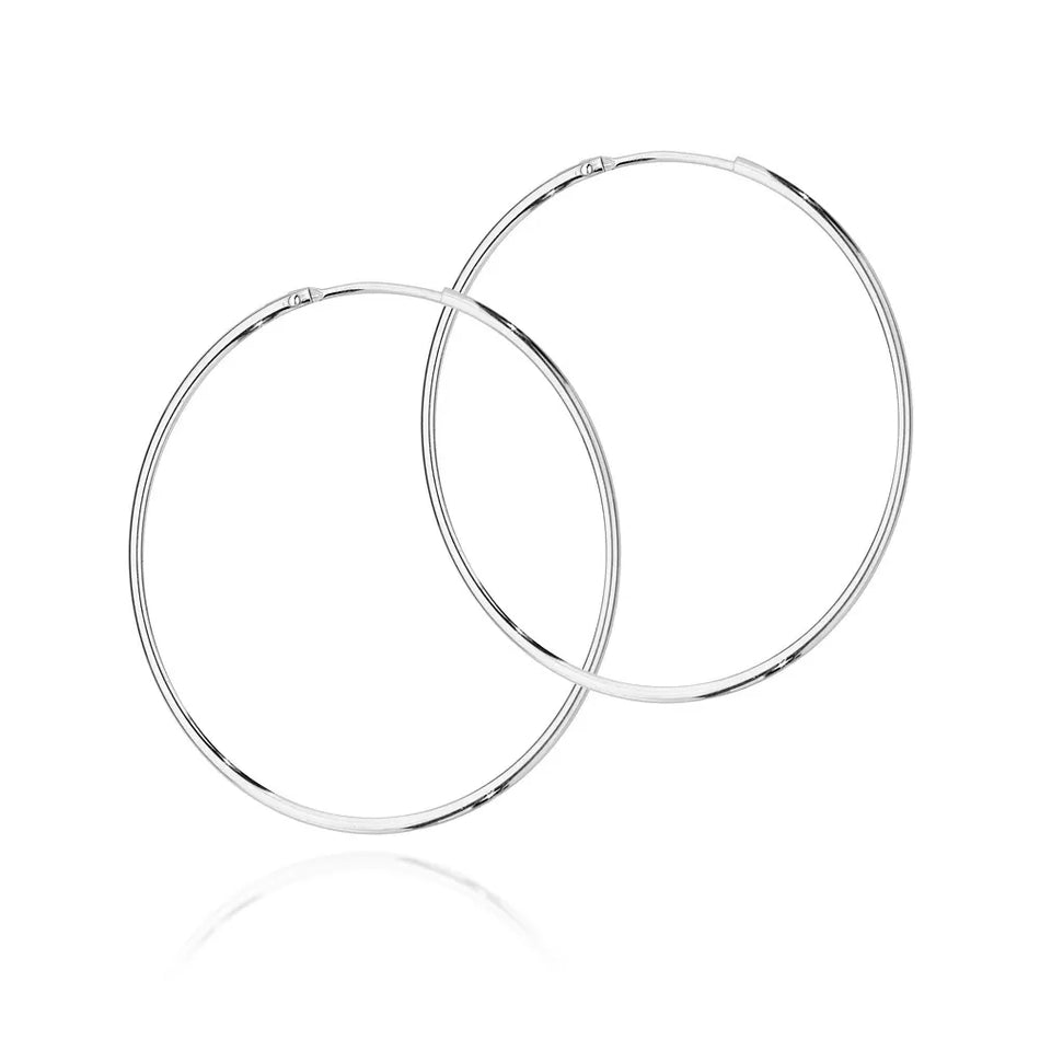 Stříbrný Kruhové zasouvací náušnice 44mm