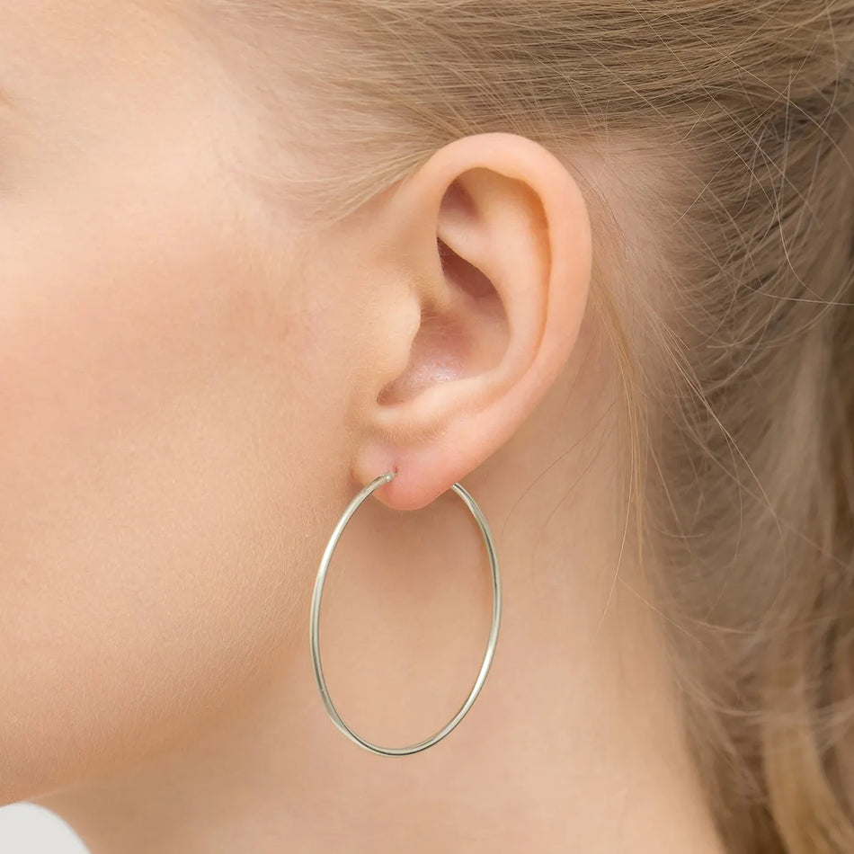 Stříbrný Kruhové zasouvací náušnice 44mm