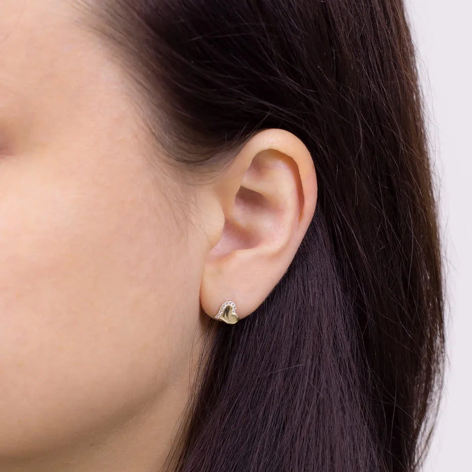 Zlaté puzetové náušnice so zirkónmi