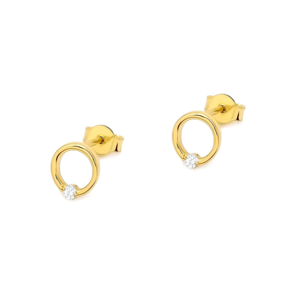 Gold Earrings with Zirconia