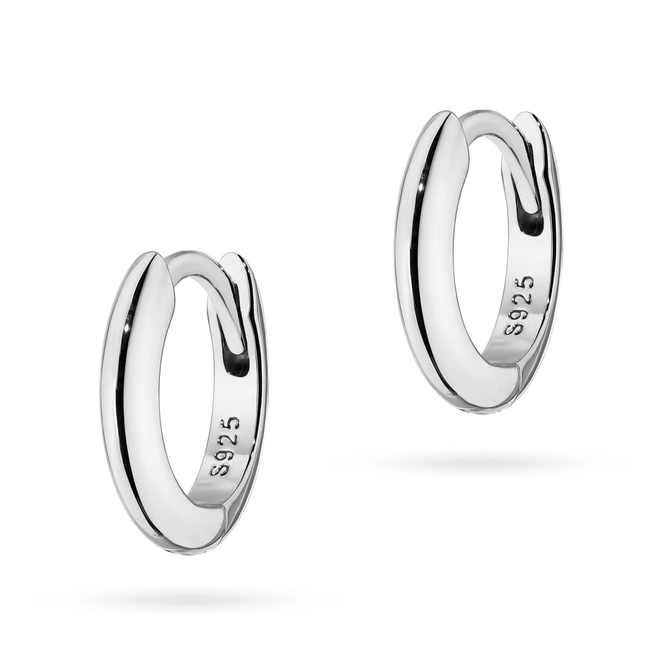 Stříbrný Kruhové zasouvací náušnice 12mm