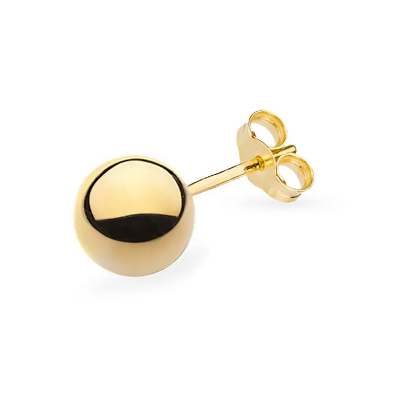 Classic Gold Single Stud Bead Earring 3-8mm