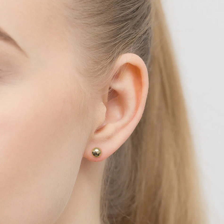 Classic Gold Single Stud Bead Earring 3-8mm