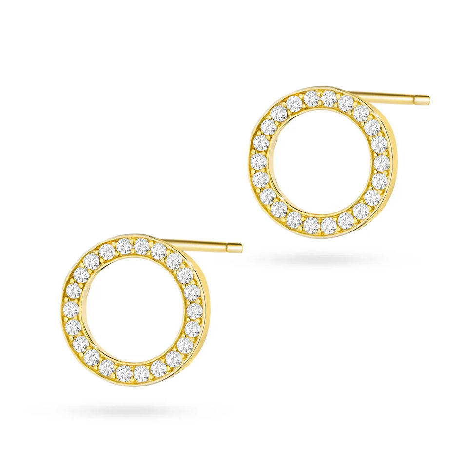 Gold-plated Silver Stud Earrings with Zirconia