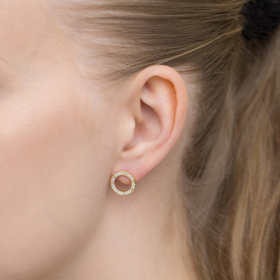 Gold-plated Silver Stud Earrings with Zirconia