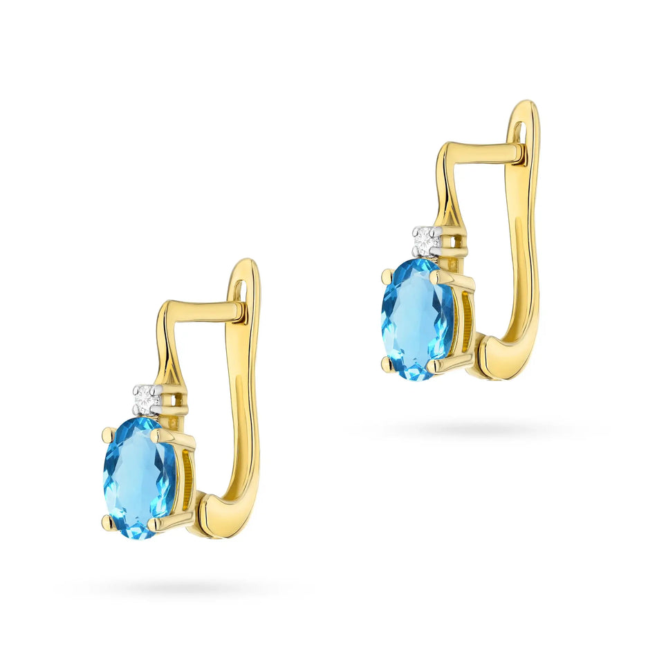 Gold Earrings with 0.50ct Topaz and Diamonds