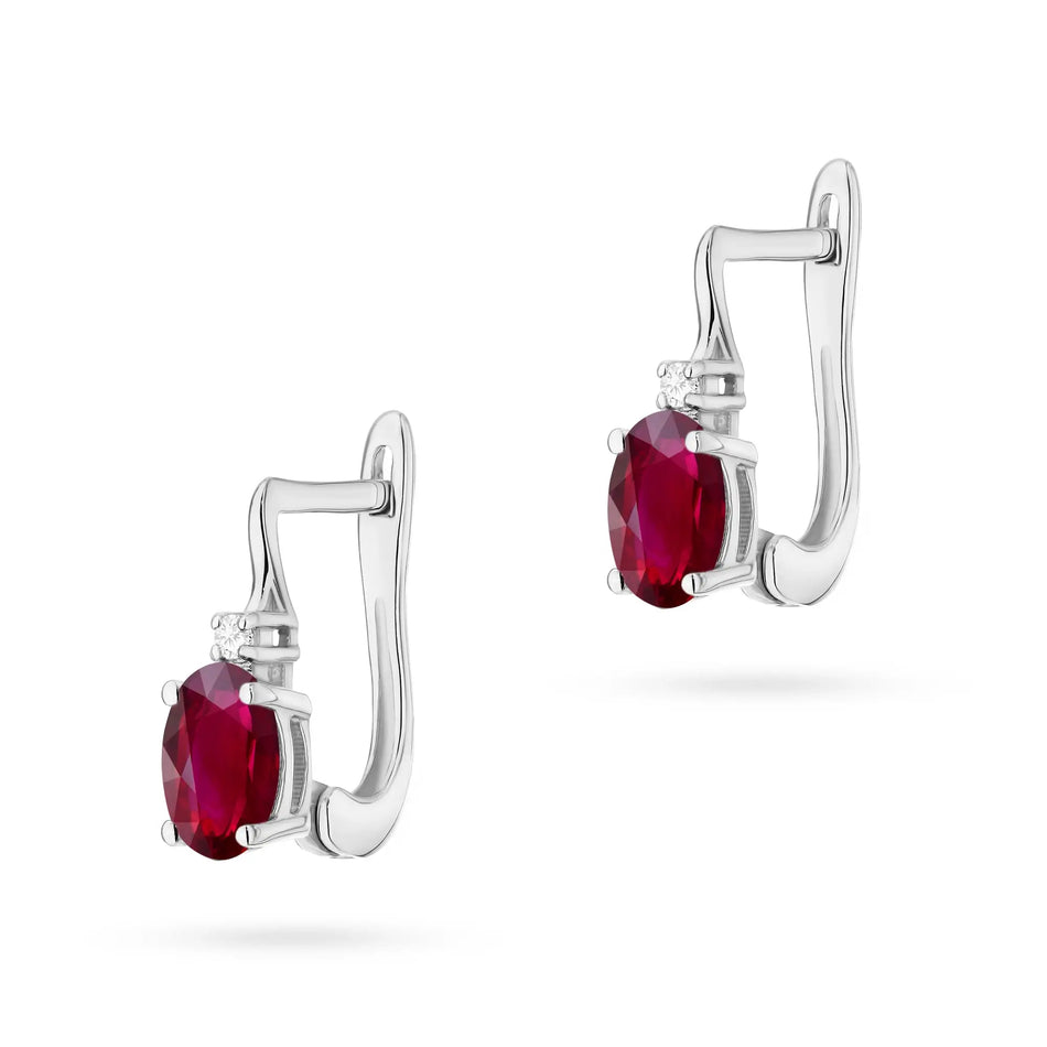 Gold Earrings with 0.60ct Ruby and Diamonds