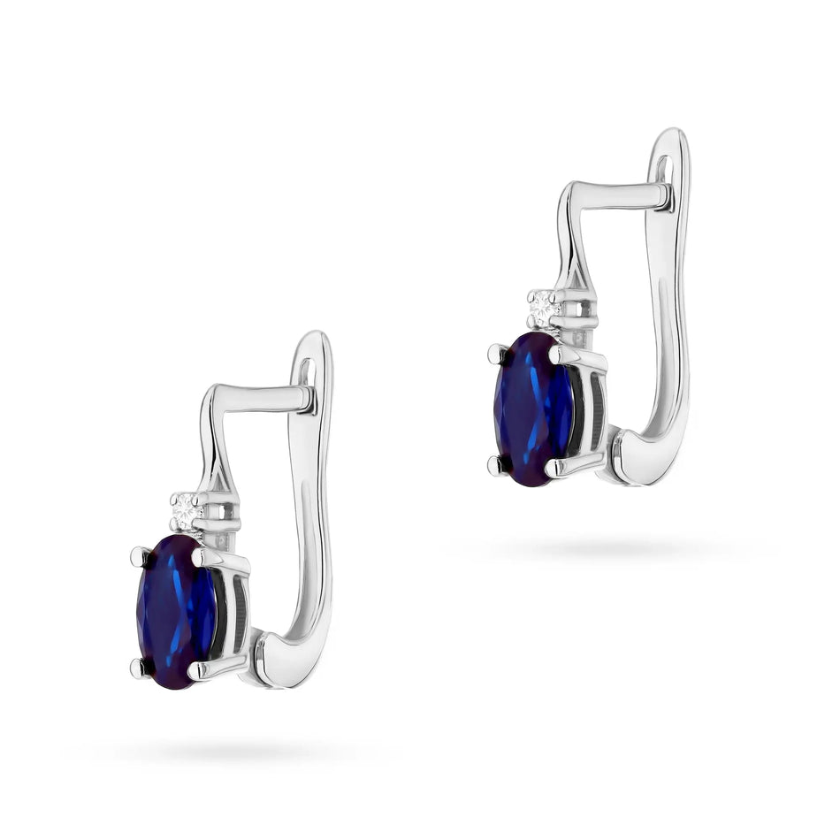 Gold Earrings with 0.70ct Sapphire and Diamonds