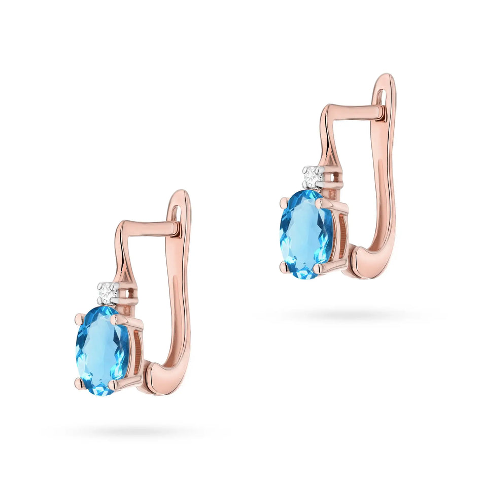 Gold Earrings with 0.50ct Topaz and Diamonds