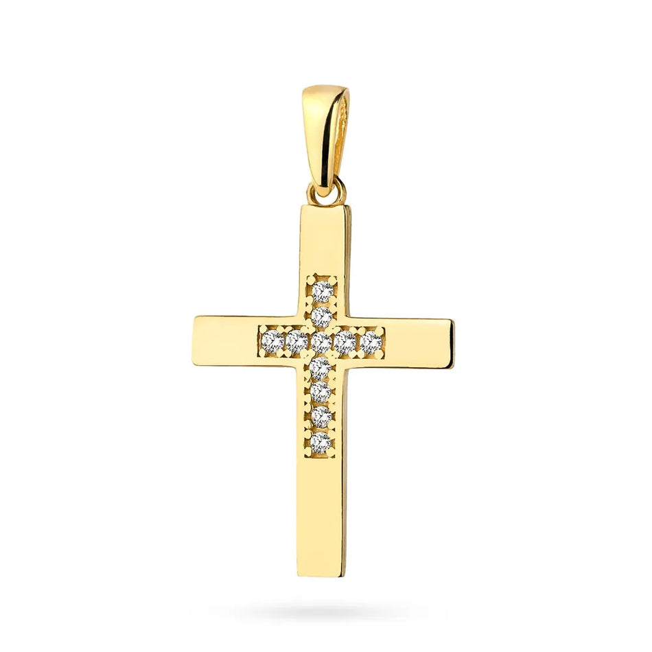 Gold Kreuz Anhänger mit Zirkonia
