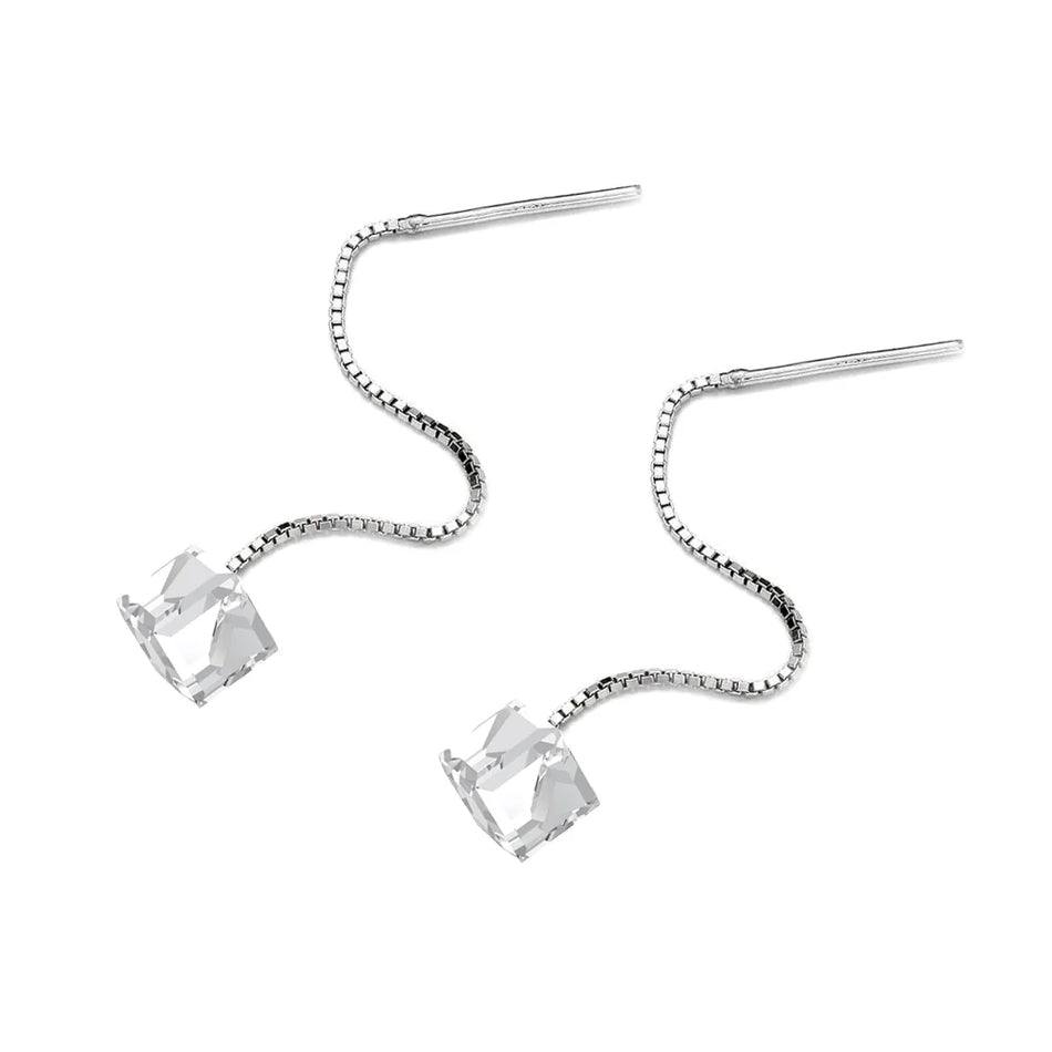 Klassische Hochzeits-Silber-Ohrringe mit Swarovski-Kristallen