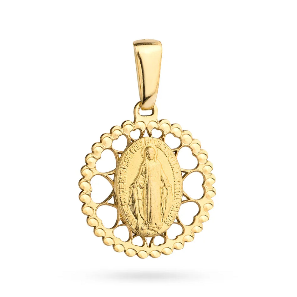 Gold Virgin Mary Medallion Pendant