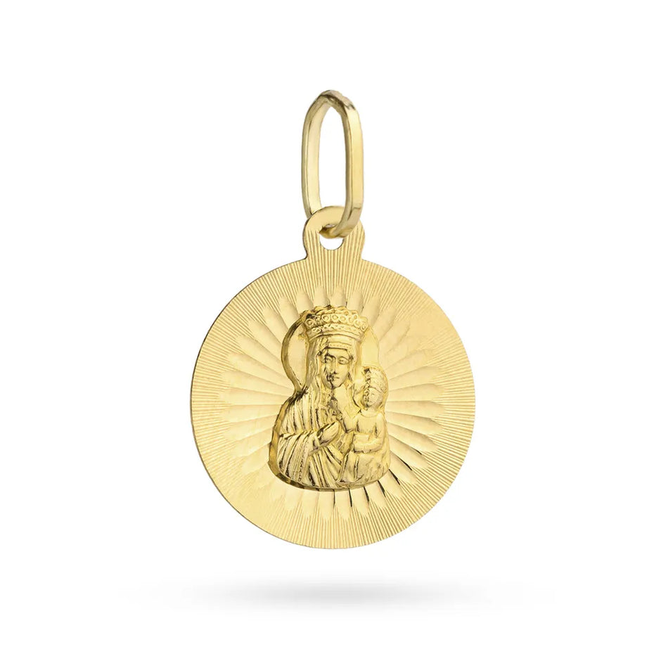 Gold Virgin Mary Medallion Pendant
