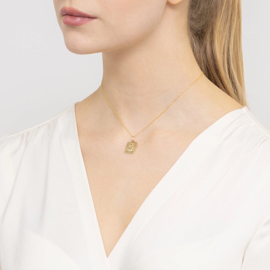 Gold Virgin Mary Medallion Pendant