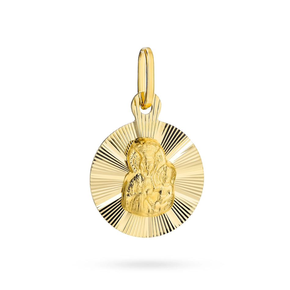 Gold Virgin Mary Medallion Pendant