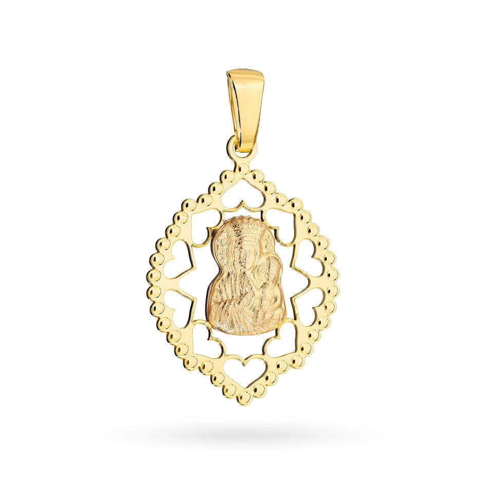 Gold Virgin Mary Medallion Pendant