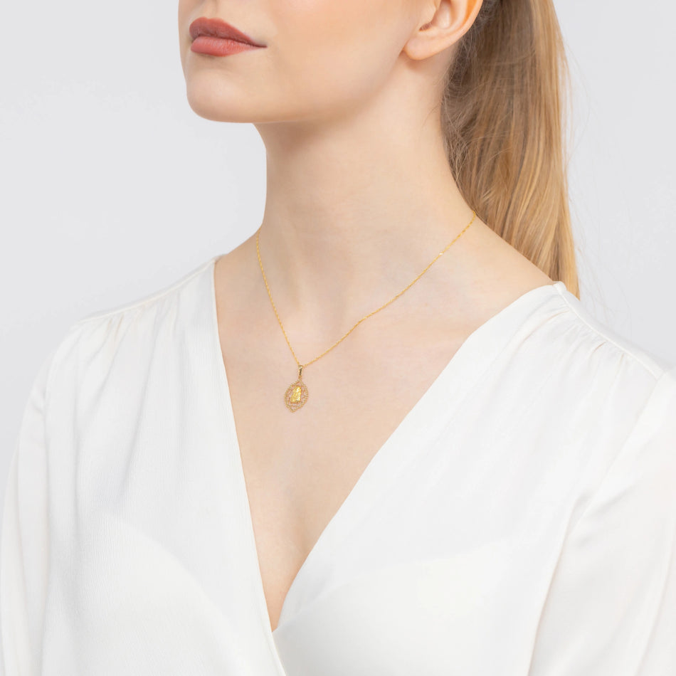 Gold Virgin Mary Medallion Pendant