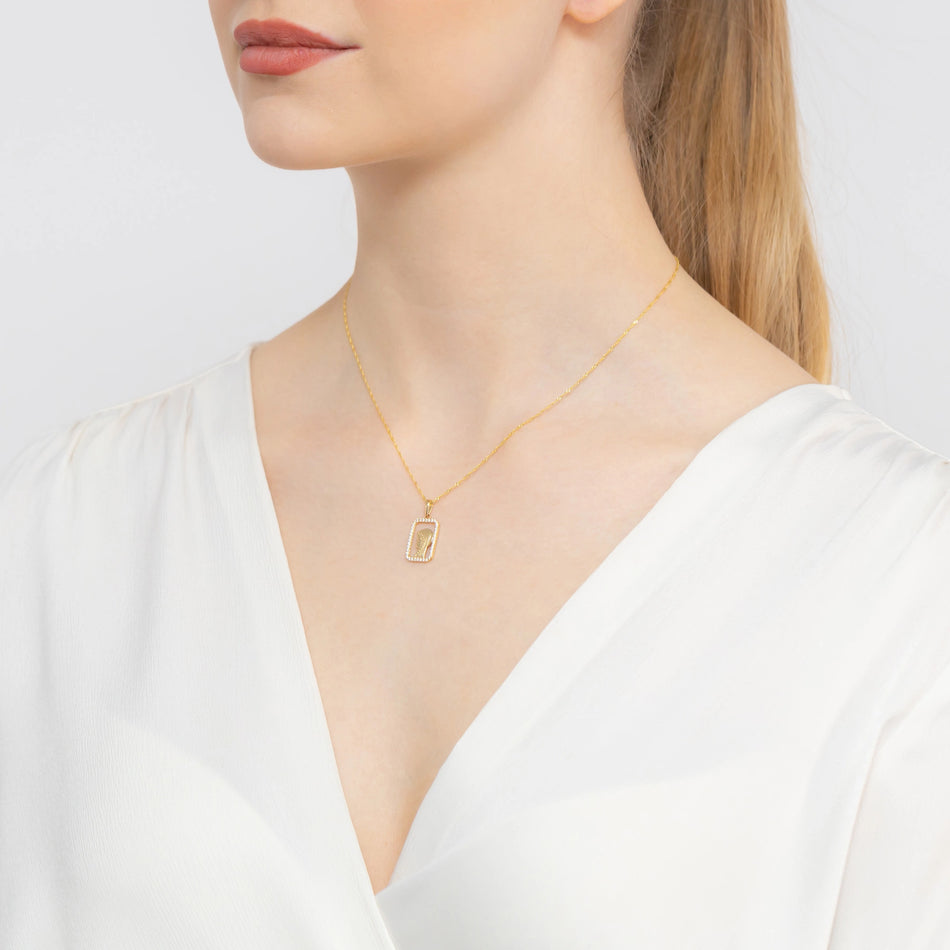 Zlatý Přívěsek medailon Panny Marie se zirkony