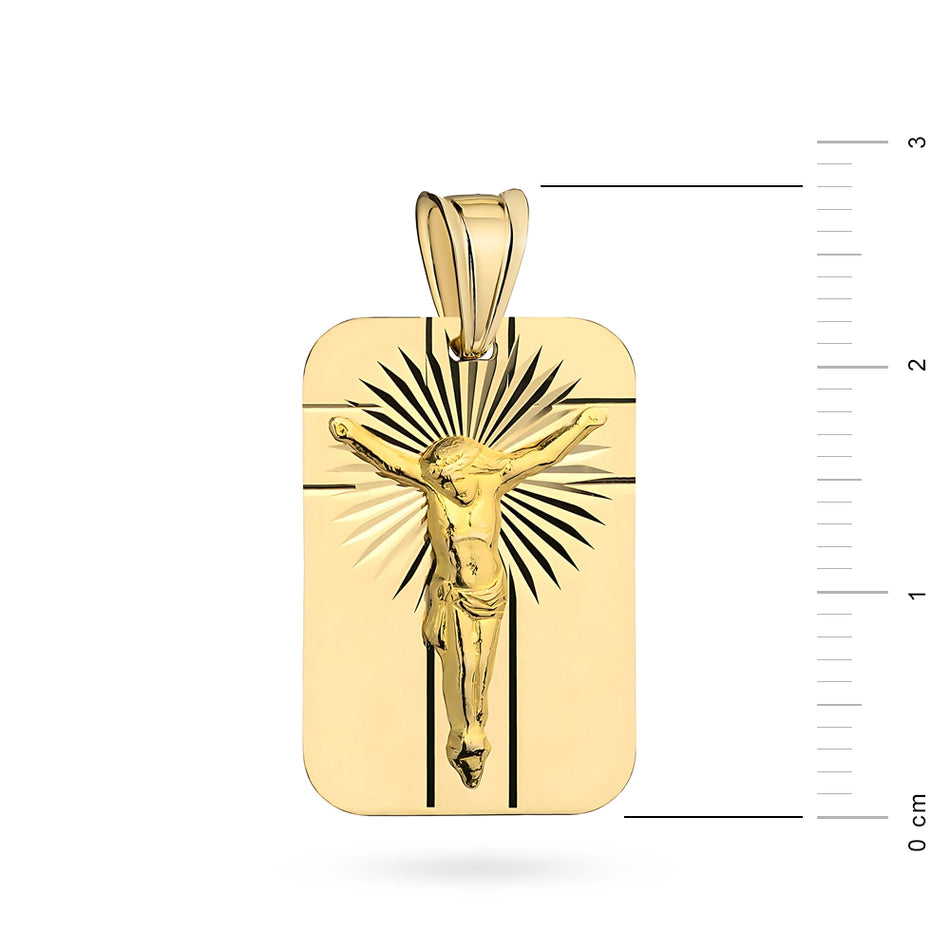 Goldmedaillon Anhänger mit gekreuzigtem Jesus Christus
