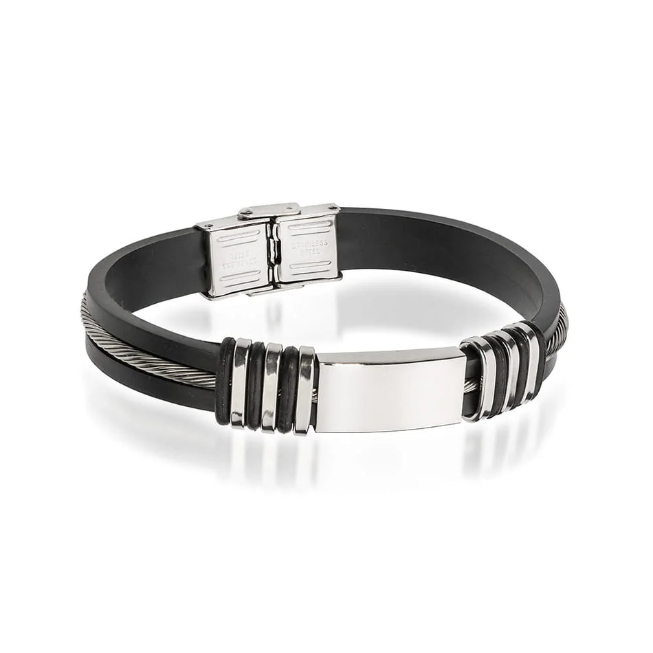 Pánsky náramok z kože a ocele na gravírovanie
