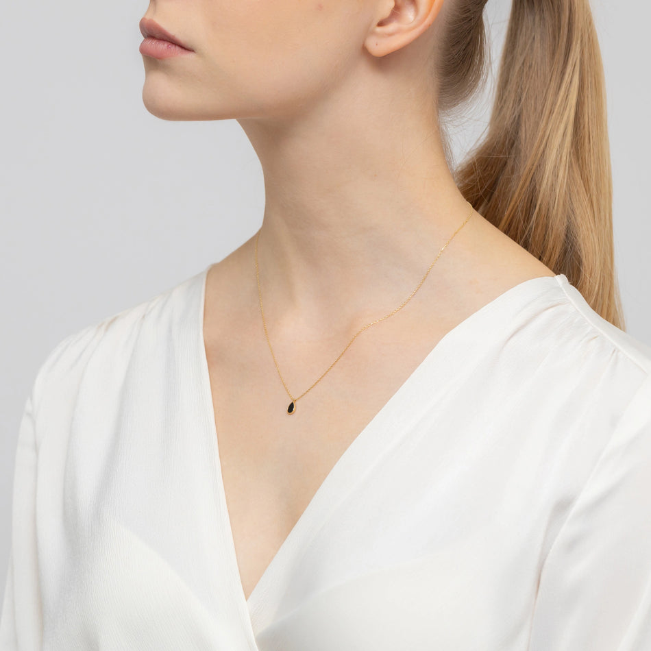 Goldkette Tropfen mit schwarzem Achat