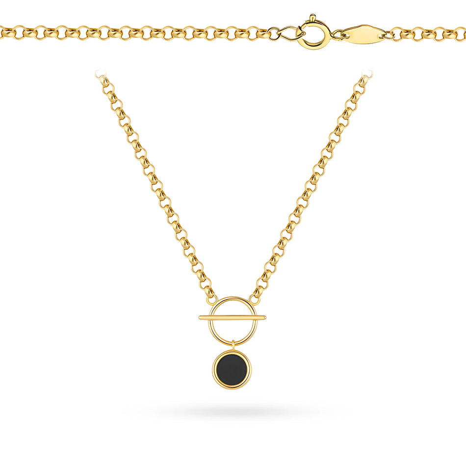 Goldkette Kreis mit schwarzem Onyx