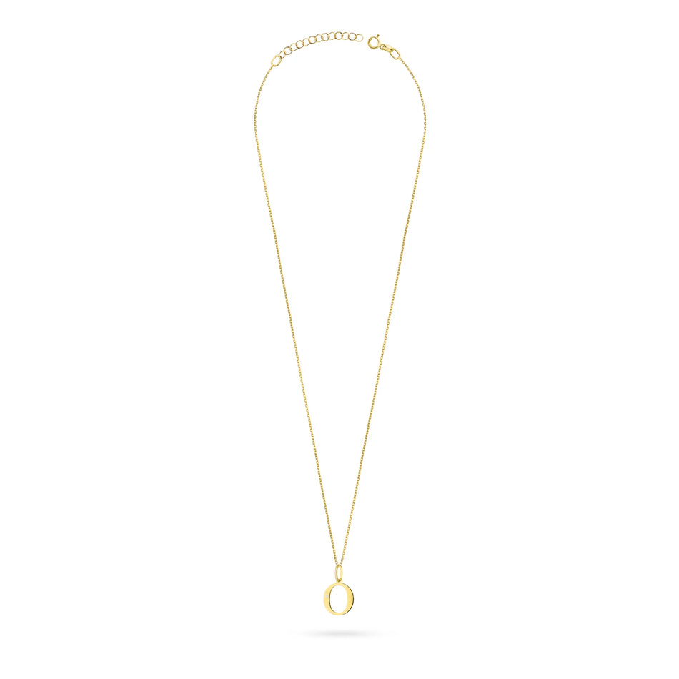 Gold Necklace with 0.005ct Diamond Letter Initials A-Z