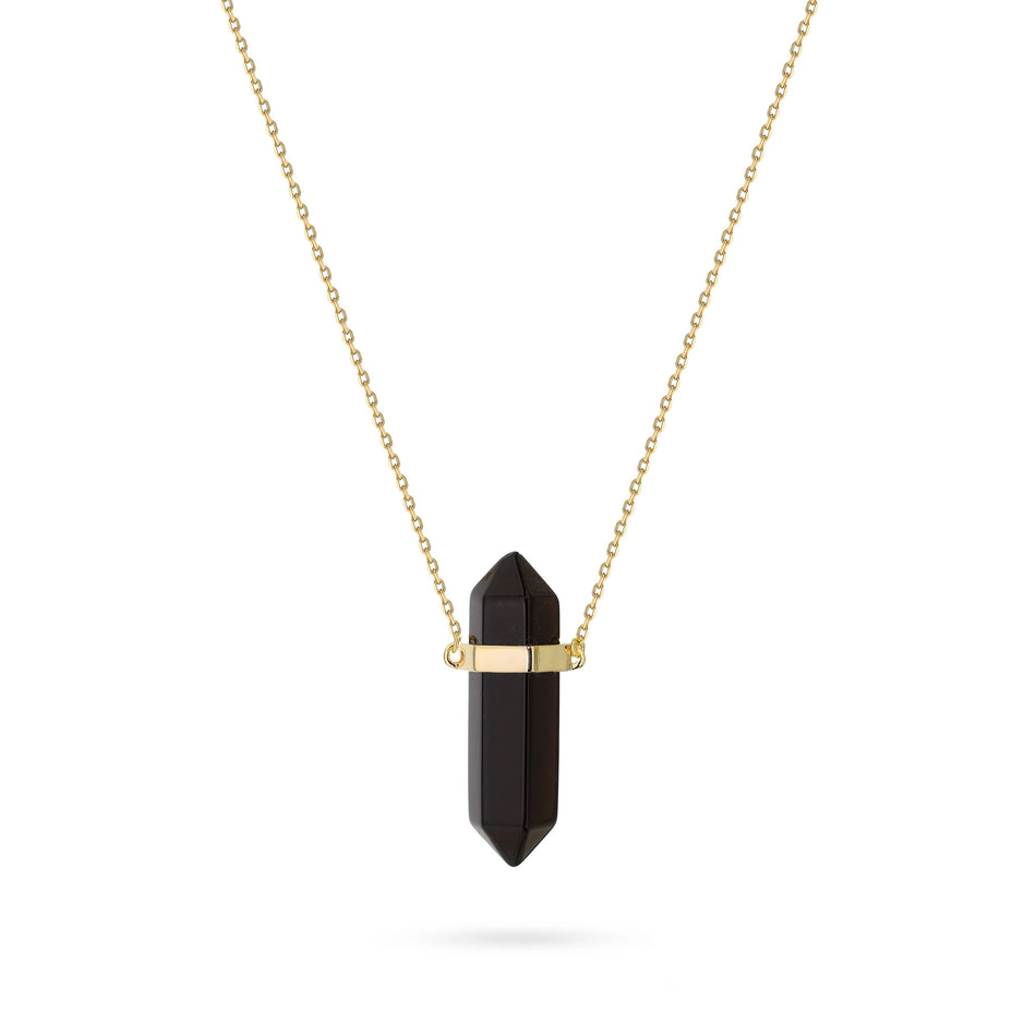 Gold-plated Silver Necklace with  Onyx
