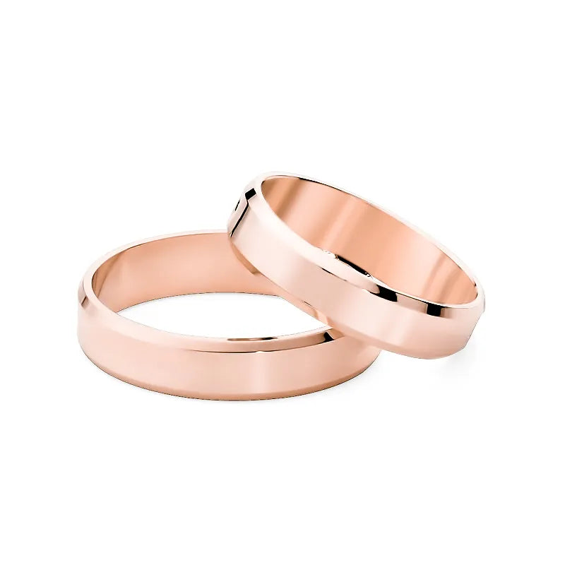 Klasické ploché fázované zlaté svadobné obrúčky prstene 4mm