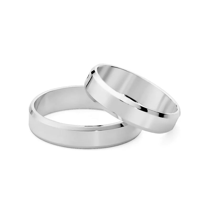 Klasické ploché fázované zlaté svadobné obrúčky prstene 4mm