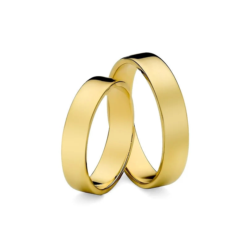Klasické ploché zlaté svatební prsteny 4mm