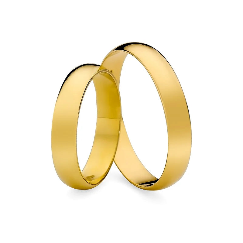 Klasické polokulaté zlaté snubní prsteny 4mm