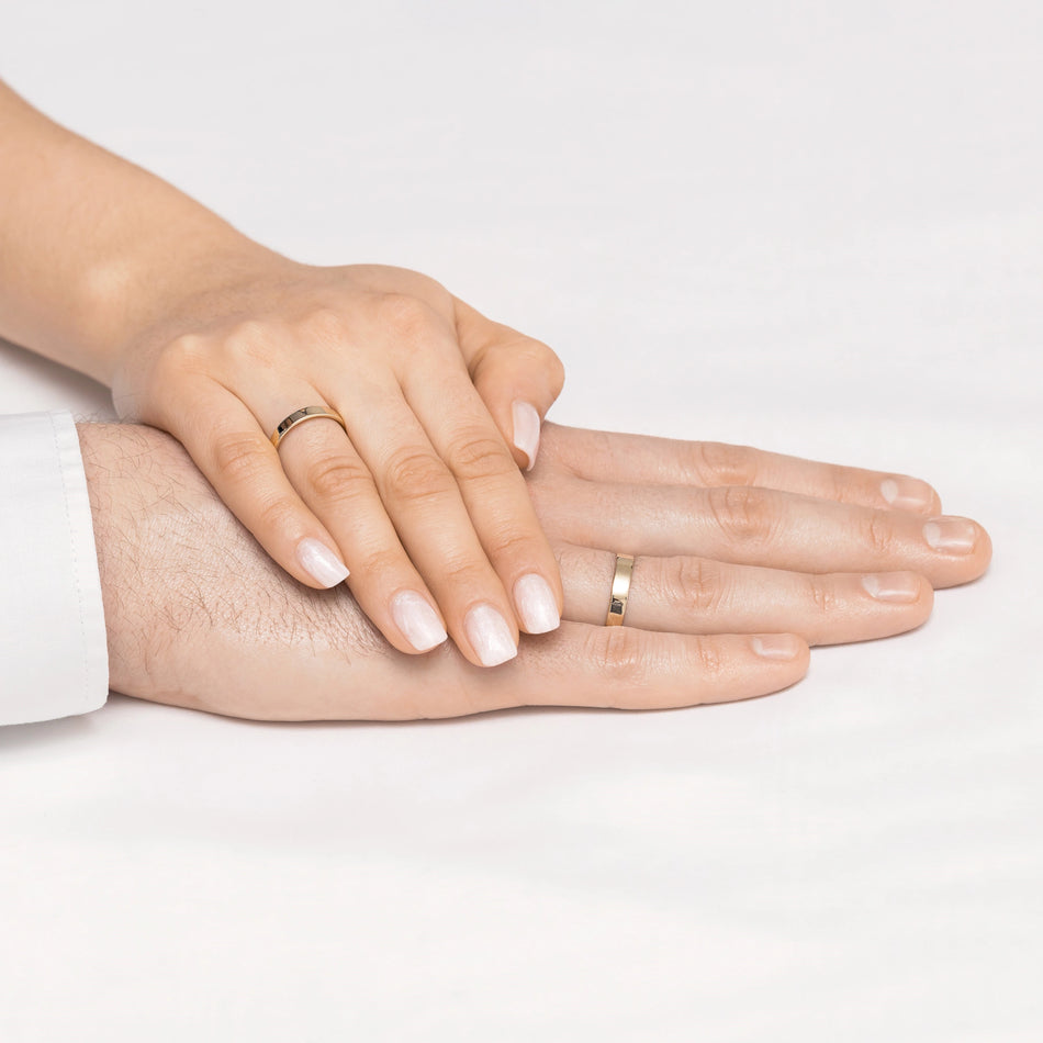 Klasické ploché zlaté svadobné obrúčky prstene 3 a 4mm