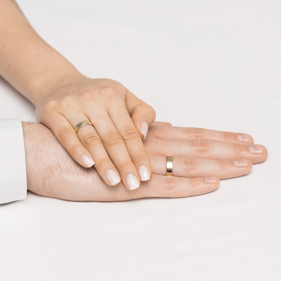 Klasické ploché zlaté svadobné obrúčky prstene 4 a 5mm