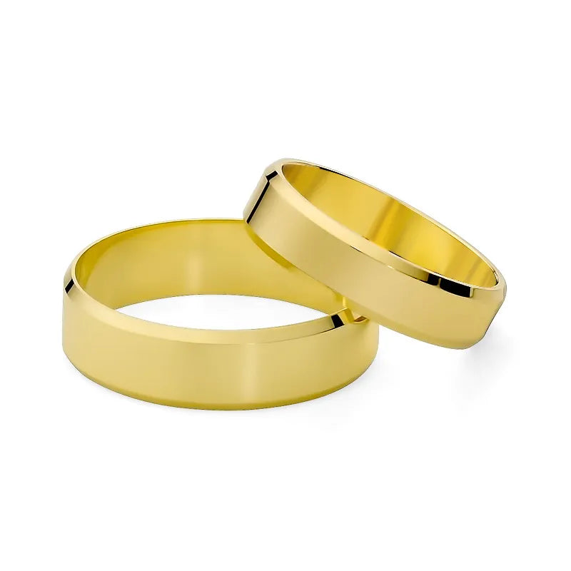 Klassische Flache Abgeschrägte Gold Eheringe Ringe 5 und 6mm