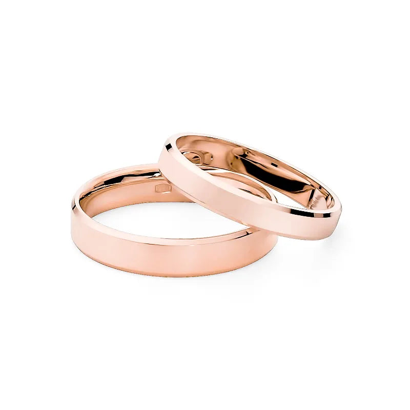 Klasické ploché fázované zlaté svadobné obrúčky prstene 3 a 4mm