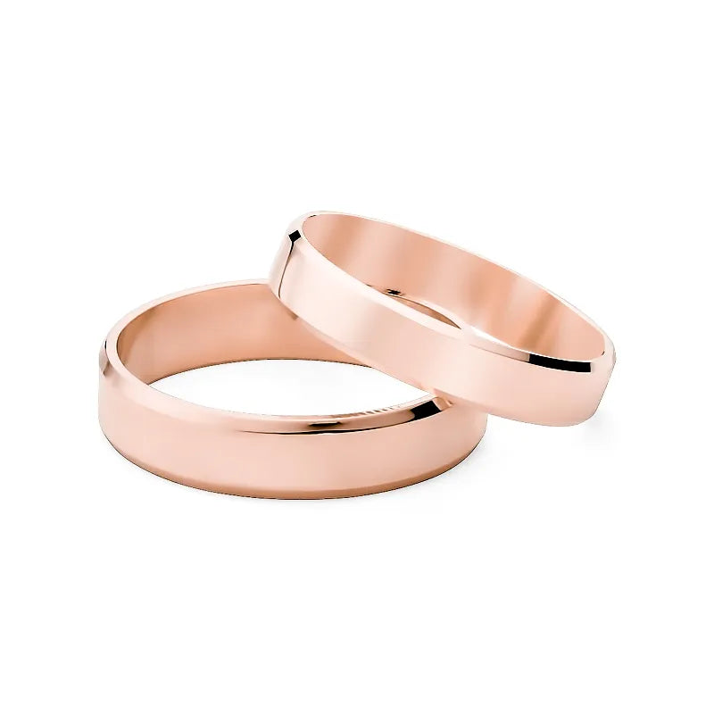 Klasické ploché fázované zlaté svadobné obrúčky prstene 4 a 5mm