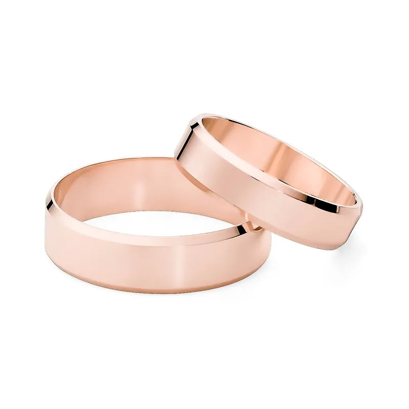 Klassische Flache Abgeschrägte Gold Eheringe Ringe 5 und 6mm