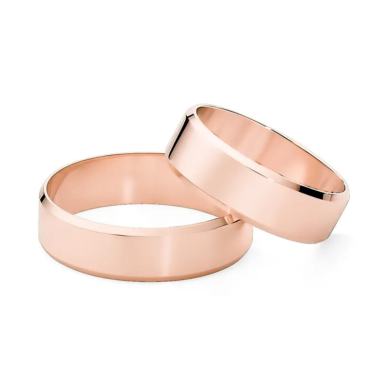 Klassische Flache Abgeschrägte Gold Eheringe 6mm