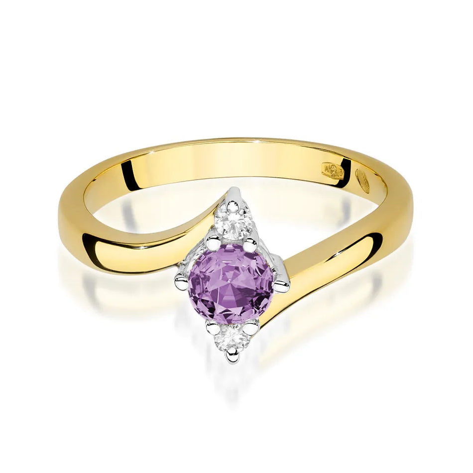Goldring mit 0,50 ct Amethyst und Diamanten