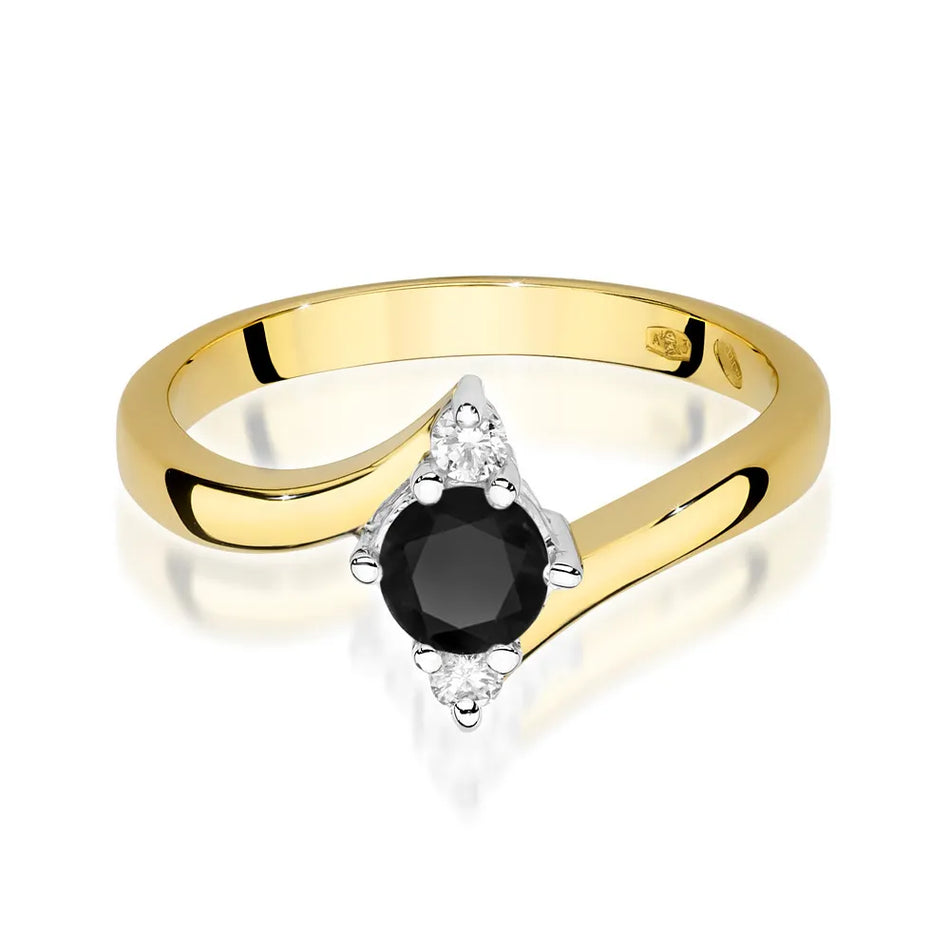 Goldring mit 0,50 ct schwarzem Diamant und Diamanten