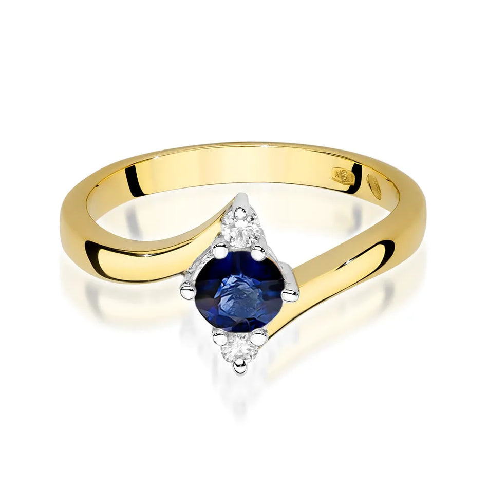 Goldring mit 0,50 ct Saphir und Diamanten