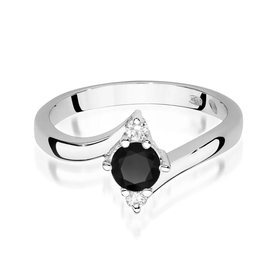 Goldring mit 0,50 ct schwarzem Diamant und Diamanten