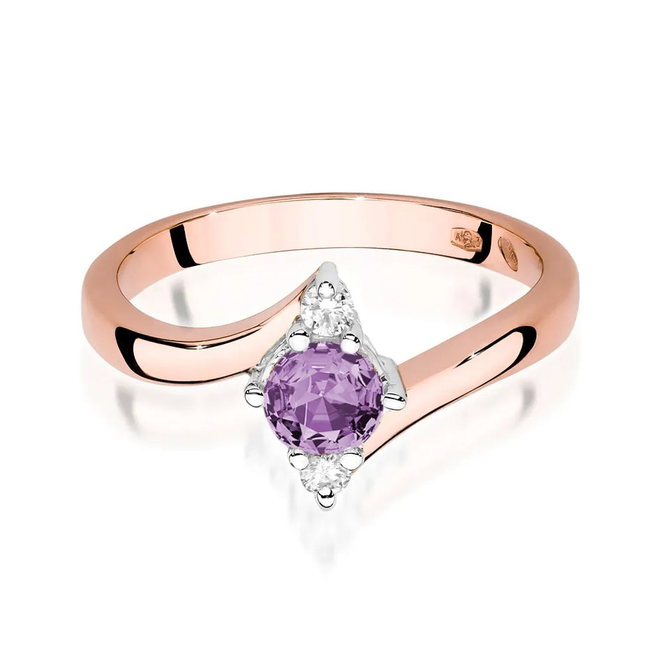 Goldring mit 0,50 ct Amethyst und Diamanten