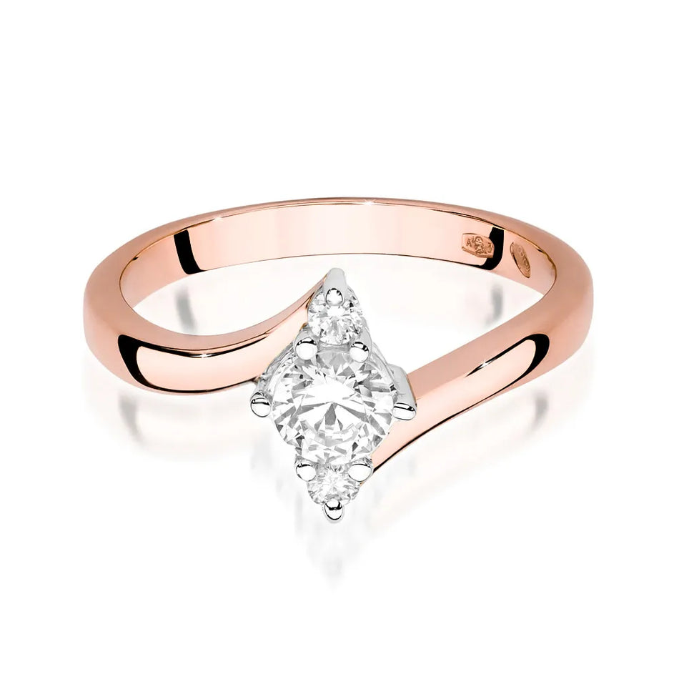 Goldring mit 0,60 ct weißem Saphir und Diamanten