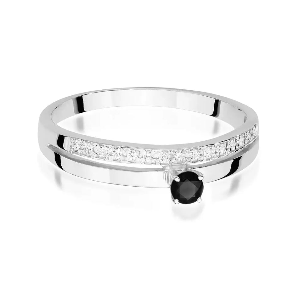 Gold Ring with 0.15ct Ruby and Black Diamonds