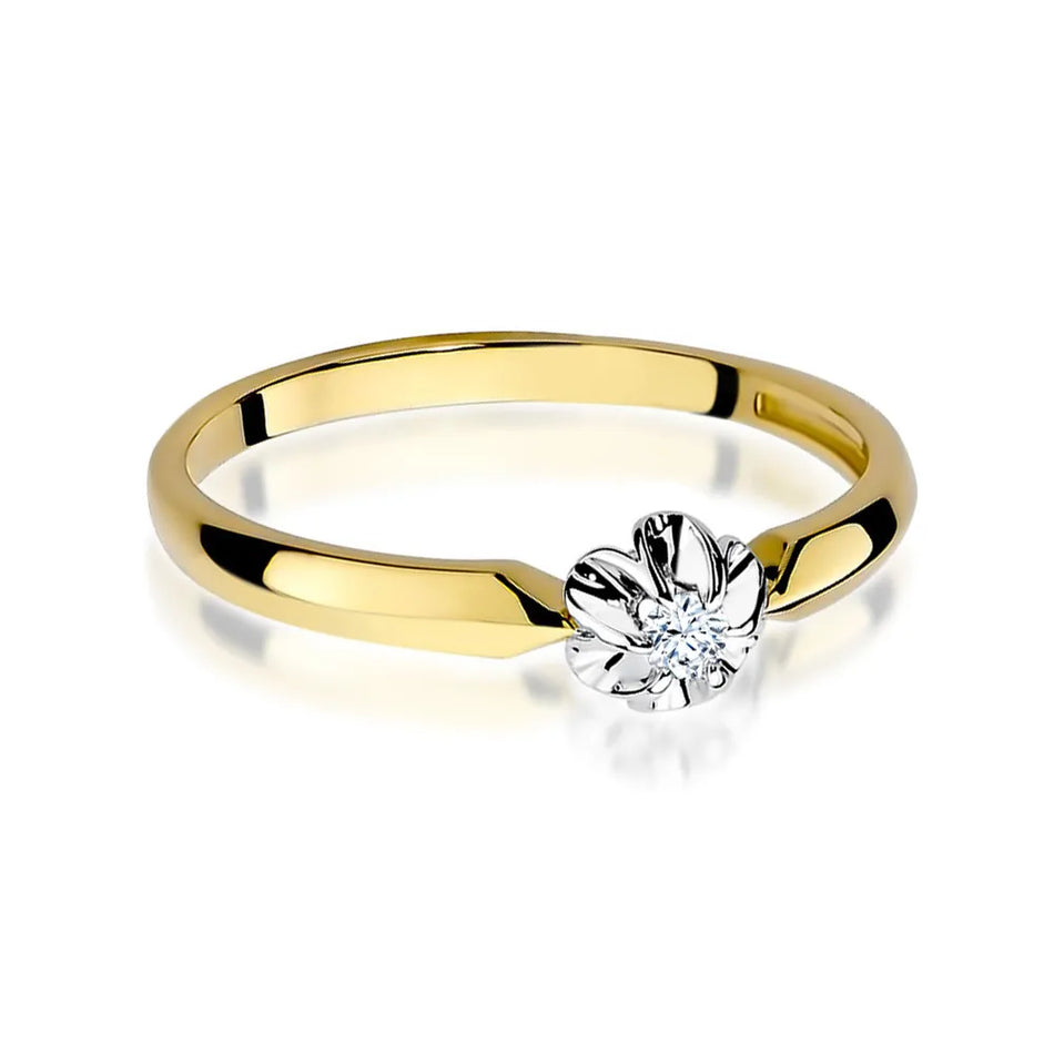 Goldring mit Zirkonia-Blume